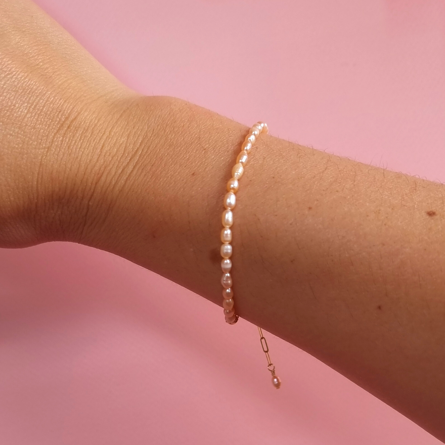 Peach Please Pearl Necklace & Bracelet Set
