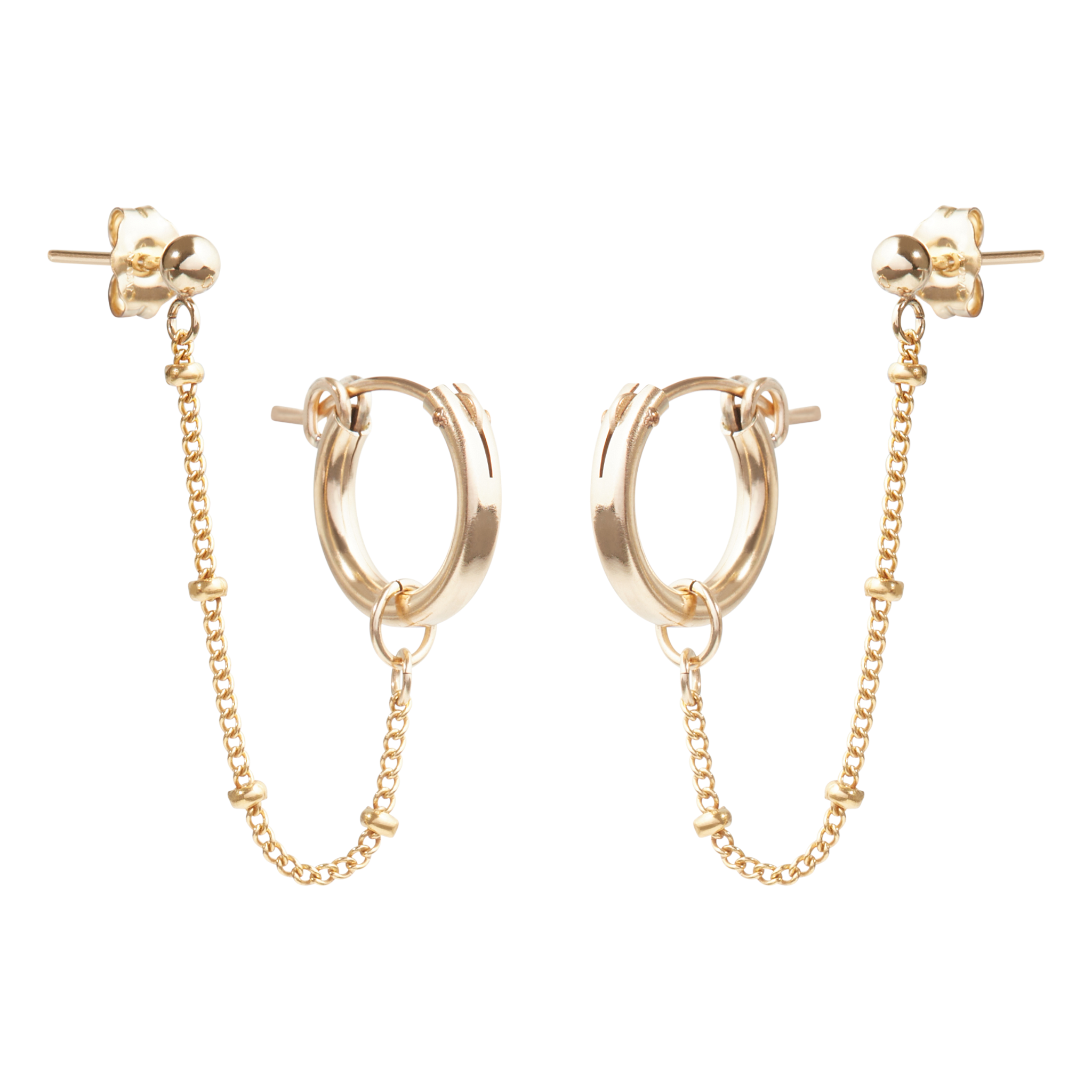 【LAZY DAWN】double circle earring E031〜ピアス★2021SS Obidos 14K Gold Plated Double Huggie Hoop Earrings for One