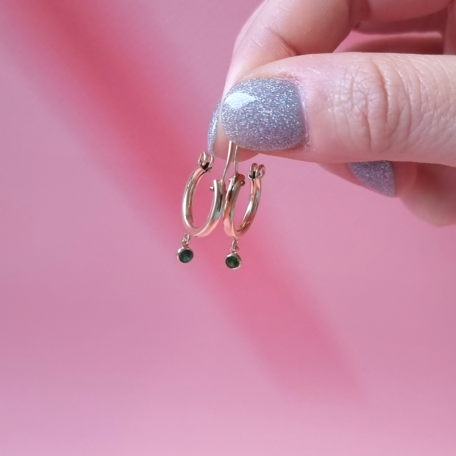 Birthstone Hoop Earrings